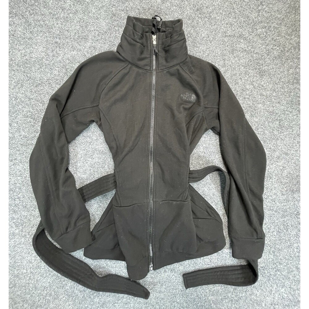 The North Face Avery Jacket Women's M Medium  Black Fleece Belt Tie Full Zip